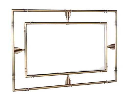 Goldener Wandspiegel aus Glas – Stilvolles Dekorationsstück - Eleganter rechteckiger Spiegel (120 x 80 cm) aus hochwertigem Glas, ideal für Wohnräume. Verleiht jedem Raum einen Hauch von Luxus und Stil. Montage erforderlich, freistehend.