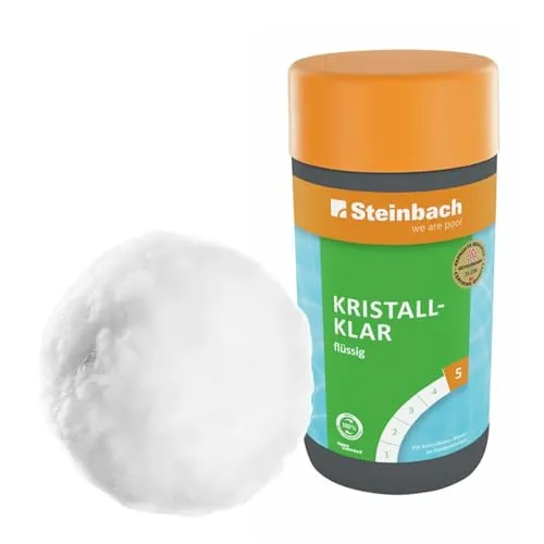 Steinbach Poolpflege Set Kristallklar + Filterbälle 1 l - Chlor für optimale Poolpflege: Hochkonzentriertes Algenbekämpfungsmittel mit Filterbällen für kristallklares Wasser und effektive Algenprävention.