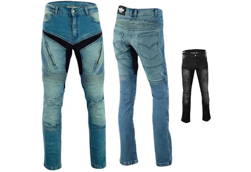BULLDT Damen Motorradjeans mit Protektoren - 36W / 31L Blau - Motorradhosen aus strapazierfähigem Denim mit Kevlar-Mischung für besten Rutsch- und Brandschutz. Flexibel und komfortabel mit herausnehmbaren Protektoren, ideal für sicheres Fahren.