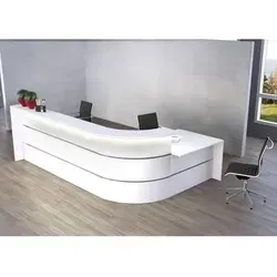 L-Theke Bari groß mit Beratungsplatz weiß von Theo Kerkmann Büromöbelfabrik GmbH & Co. KG