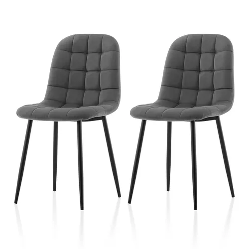CLIPOP 2er Set Küchenstuhl, Samt Schalenstuhl,Grau
