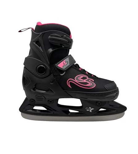 Cox Swain verstellbare Schlittschuhe Crystal, Eislaufschuhe für Kinder, Jugendliche und Erwachsene bis 100KG, vorgeschliffene Edelstahlkufe, Softboot