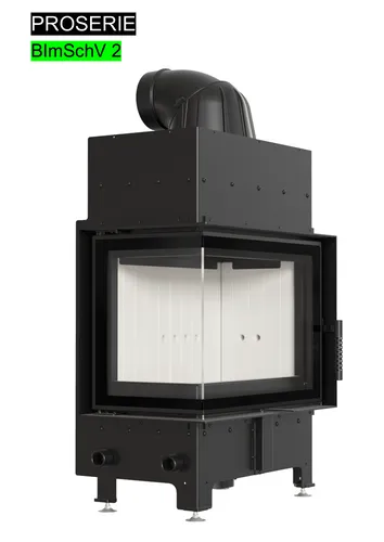 Kamineinsatz KRATKI FLOKI S links 8 kW Ø 160 - Kaminofen aus Stahl mit 8 kW Nennwärmeleistung, ideal für ein gemütliches Wohnzimmer. Hoher Wirkungsgrad von 79,7% und moderne Türfeder für einfachen Zugang.