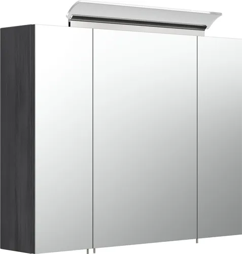 Magnolia Home Badezimmerspiegelschrank 80cm mit LED-Lampe - Stilvoller Spiegelschrank in Grafit, inkl. eleganter LED-Beleuchtung und praktischen Glasböden. Optimal für Ihr Badezimmer.