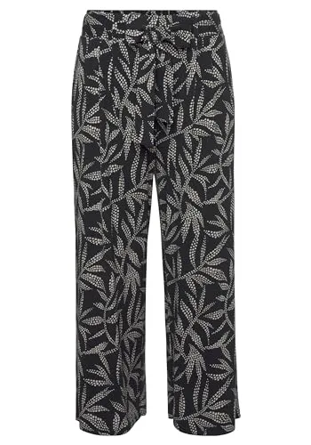 Culotte LASCANA Damen 7/8, Schwarz-Sand bedruckt - Modische Culotte von Lascana für Damen in luftiger 7/8-Länge. Mit elastischem Bündchen und stylischem Blätterdruck – perfekt für den Sommer!