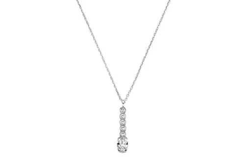 Smart Jewel Kette Anhänger mit Kristallsteinen - 925 Sterling Silber, 45 cm - Elegante Damenkette aus rhodiniertem 925 Sterling Silber mit 6 funkelnden Kristallsteinen und einer praktischen Verlängerungskette für individuelle Anpassung.