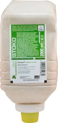 SC Johnson Stoko Solopol natural 2000 ml Handreiniger - Stückseife, unparfümiert und sanft zur Haut, ideal für hygienische Reinigung in sensiblen Umgebungen.