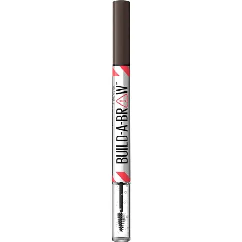 Maybelline New York 2in1 Augenbrauenstift mit Gel für volle und definierte Augenbrauen, Bis zu 24 Stunden Halt, Kein Verwischen, Build-A-Brow, Vegane Formel, Nr. 260 Deep Brown