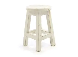Vintage Hocker weiß - Camping-Möbel, handgefertigter Hocker aus Holz, individuell einsetzbar für drinnen und draußen, verleiht jedem Raum Charme und Gemütlichkeit.