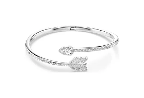 Swarovski Idyllia Armreif mit Pfeil-Design, Weiß, Rhodiniert - Eleganter Armreif mit romantischem Pfeil-Design, verziert mit klaren Kristallen für funkelnde Akzente. Das praktische Gelenk sorgt für einfachen Sitz und macht ihn zum idealen Accessoire für jeden Anlass.