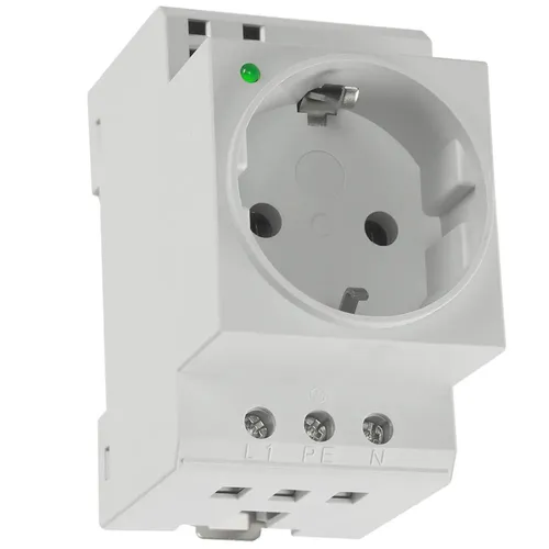 Hutschienen-Steckdose mit Betriebs-LED 16A/250V~ VDE grau, für 35mm DIN-Schiene