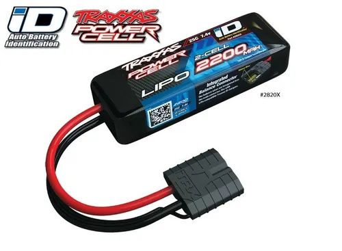 Traxxas 2820X 2200mAh 7,4V 2-Zellen LiPo Akku - Hochleistungs LiPo Akku mit 2200mAh für 1:16 Modelle, ausgestattet mit Traxxas iD-Stecker für einfache Handhabung und optimale Leistung.