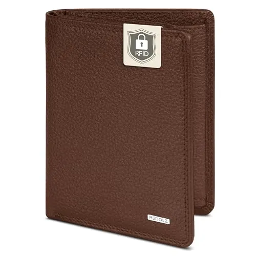 REDOLZ Leder-Geldbörse Hochformat mit RFID-Schutz in braun von Redolz