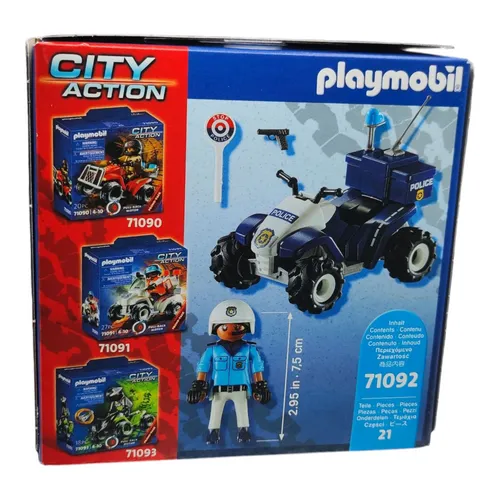PLAYMOBIL City Action Polizei-Speed Quad 71092 - 21-teiliges Spielset mit Rückzugsmotor für aufregende Abenteuer ab 4 Jahren