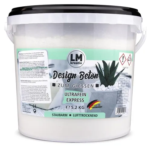 LM-Kreativ Design Beton Ultrafein Express 5,2 kg – Gießmasse für filigrane Objekte