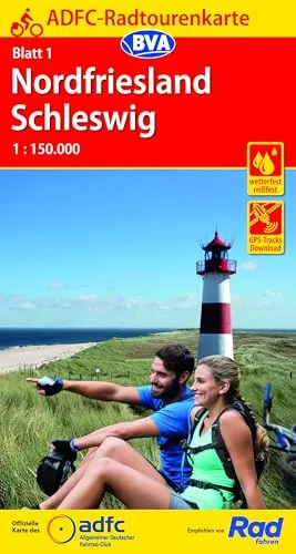 BVA ADFC Radtourenkarte Nordfriesland /Schleswig 1:150.000: reiß- und wetterfest, E-Bike geeignet, GPS-Tracks Download