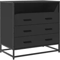 vidaXL Schubladenschrank Schwarz 70x41x70 cm - Kommode mit 3 geräumigen Schubladen aus robustem Holzwerkstoff und Metallgestell, ideal für stilvolle Aufbewahrung und langlebige Nutzung.