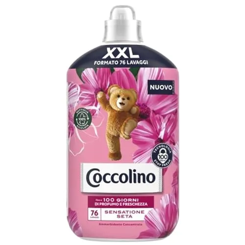 Coccolino Weichspülerkonzentrat, Seidengefühl, Weichspüler für Waschmaschine mit Stay Fresh Technologie, Rosenduft, Fliederblüten und Pfirsich, XXL Format für bis zu 76 Wäschen, 1750 ml