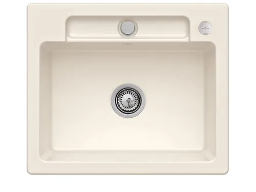 Villeroy & Boch Siluet 60 S Crema - 3346 02 KR Keramikspüle mit Exzenterbetätigung - Elegante Keramikspüle in glänzendem Crema, ideal für Unterschränke ab 60 cm. Maße: 60 x 51 cm. Praktische Exzenterbetätigung für einfachen Zugang.
