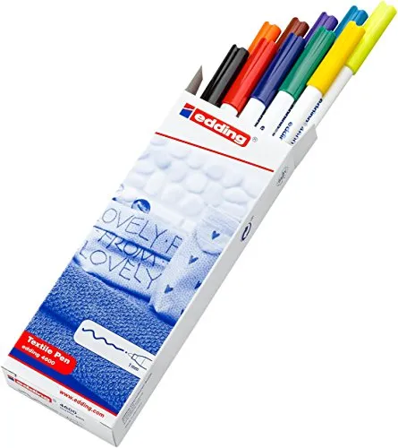 Edding EOL T-Shirtmarker sort. - 10er Set Textilstifte in leuchtenden Farben, langlebig und waschbeständig für kreative Textilgestaltung