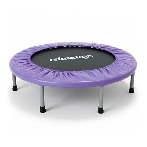 Relaxdays Indoor Trampolin, faltbar, Ø 95 cm, lila - Platzsparendes Fitnesstrampolin für ein effektives Ganzkörper-Workout. Ideal für kleine Wohnungen, klappbar für schnellen Auf- und Abbau. Belastbar bis 100 kg, mit rutschfesten Füßen für sicheren Stand.