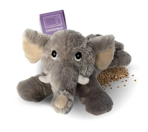 Habibi Plush Wärmekissen Elefant grau - Heizkissen und Kuscheltier in einem – für wohltuende Wärme und entspannenden Duft mit Lavendel und Jasmin. Ideal für Groß und Klein, perfekt bei Bauchschmerzen und zur Stressreduktion.
