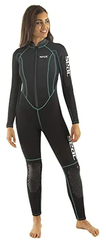 Seac Carezza Lady, einteiliger, Langer Neoprenanzug aus 2 mm Neopren mit Frontreißverschluss und PU-Knieprotektoren