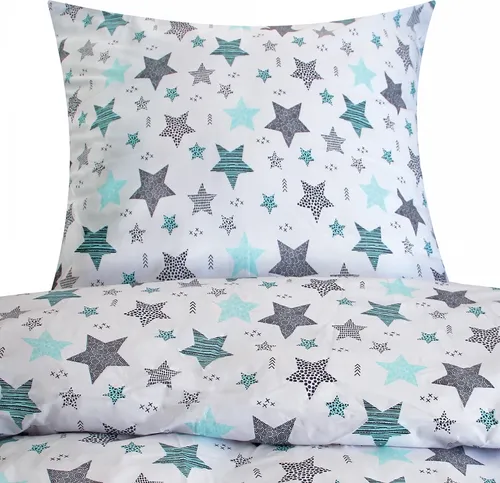 2-teilige Renforce Bettwäsche 135x200cm - Sterne Design - Bettwäsche Set aus 100% Baumwolle, hautsympathisch und pflegeleicht. Mit Reißverschluss und waschbar bei 40-60°C, ideal für einen erholsamen Schlaf.