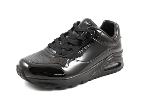Skechers Damen 177142 UNO Street Sneakers schwarz - Sneaker mit Skechers Air-Cooled Memory Foam® Fußbett und luftgepolsterter Skech-Air® Zwischensohle für optimalen Komfort und stilvolles Design.