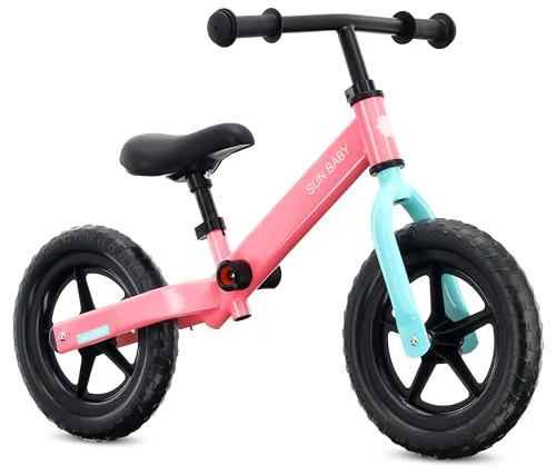 sun baby Kinder Laufrad ab 2 Jahren Modern, max. 30 kg, Baby Lauflernrad für Mädchen & Jungen mit Stahlrahmen, Eva-Räder, Verstellbarer Sattel und Lenker - Rosa-Mint