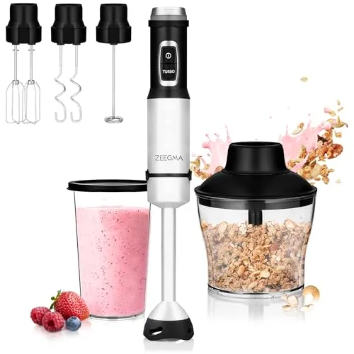 ZEEGMA Handy Chef Stabmixer 5in1 - 1500W, multifunktional mit Pürierstab, Mixer und Turbomodus, ideal für moderne und traditionelle Küchen
