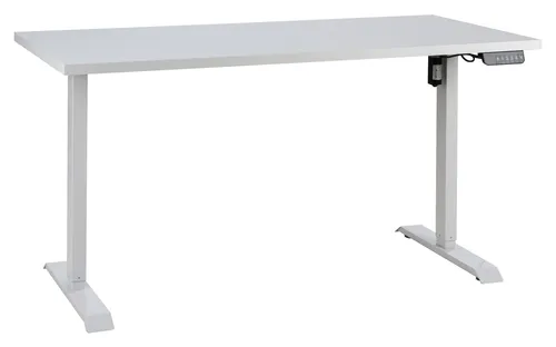 Höhenverstellbarer Computertisch in Weiß Hochglanz - Kinderschreibtisch, elektrisch höhenverstellbar für ergonomisches Arbeiten, ideal für wachsende Kinder und Jugendliche.