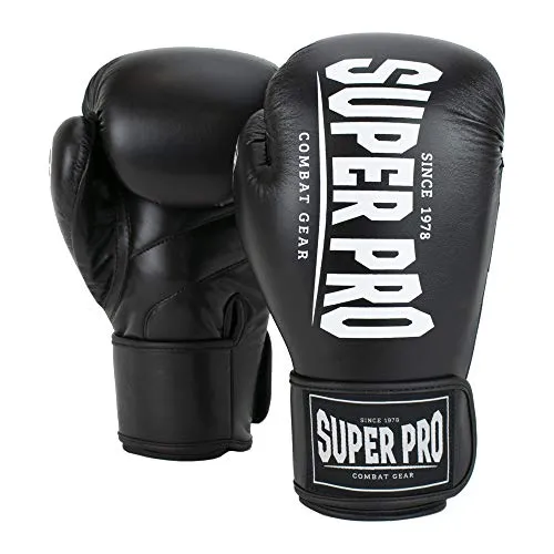 Super Pro Unisex Champ Boxhandschuhe 10 oz, Schwarz/Weiß - Boxhandschuhe aus PU-Material mit Klettverschluss für optimalen Halt und Komfort, ideal für Training und Wettkampf zu einem unschlagbaren Preis-Leistungs-Verhältnis.