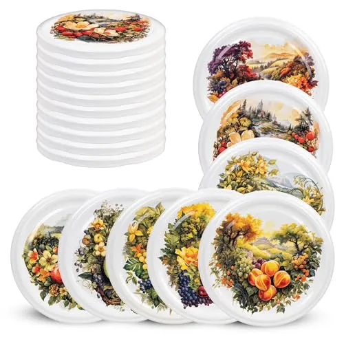 KADAX Schraubdeckel fi82 mm x 10st, Twist-Off-Deckel Set aus Metall, Ersatzdeckel für Einmachgläser, Deckel mit 6 Einrastzähnen für Sturzgläser und Einmachgläser (Obstgarten, 10 Stück)