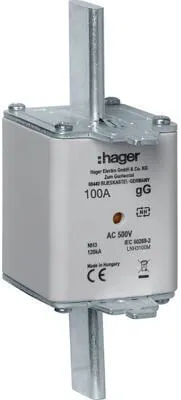 Hager LNH3100M NH-Sicherungseinsatz, NH3C, gG, 500V, 100A, Kombimelder, Grifflasche spannungsführend