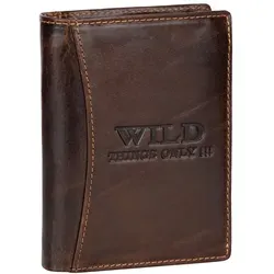 RFID echt Leder Portemonnaie Geldbörse Geldbeutel Herren Hochformat Braun (5500) - Braun
