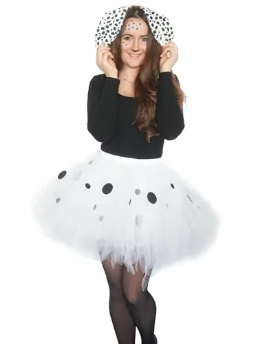 Goldschmidt Tutu Tüllrock Karneval Kostüm Petticoat für Fasching Damen voluminös (Dalmatiner)