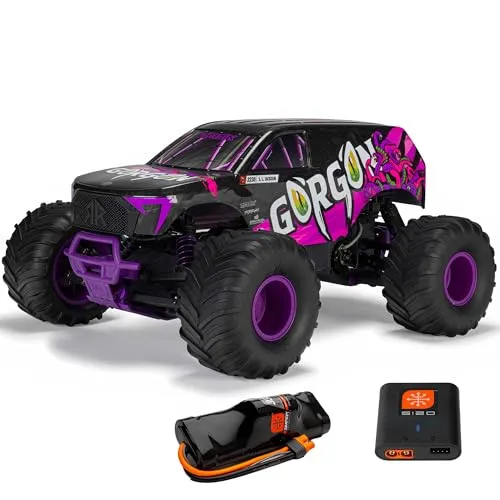 Arrma 3230ST4 1/10 GORGON 4X2 MEGA 550 Monster Truck RTR Lila - RC Monster Truck 1:10 mit 550 Brushed-Motor, sofort fahrbereit mit Smart Akku und Ladegerät für spannende Action auf jedem Terrain.