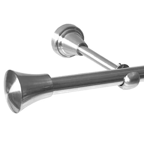 BASIT Gardinenstange mit Wandhalterung 200 cm lang Edelstahl Look im Set I 1-läufige Gardinenstange Wandmontage Ø16mm I In 120-600 cm verfügbar