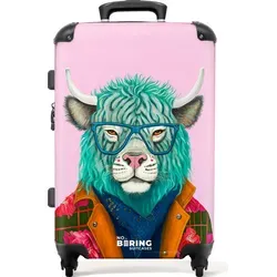 NoBoringSuitcases® Großer Koffer - Tierdesign mit Hörnern - Trolley aus robustem ABS mit Polycarbonat-Beschichtung, 72L Volumen und TSA-Zahlenschloss für sichere Reisen. Stilvolle und praktische Gepäcklösung für jedes Abenteuer!