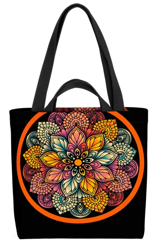 Mandala Ornament Blume Tasche Blumen Blätter Natur Kosmetik Ornament Ethnisch I