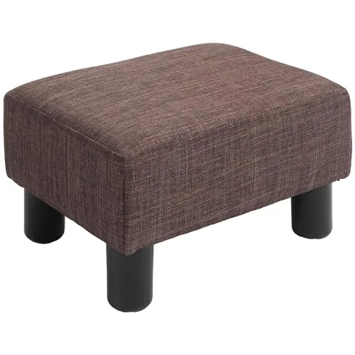 HOMCOM Fußhocker Wohnzimmerhocker - Bequemer Ottoman in Braun - Stylischer Fußhocker in Leinenoptik, ideal für Ihr Wohnzimmer. Mit einer maximalen Belastbarkeit von 110 kg und einer Relaxfunktion bietet er Komfort und Stil.
