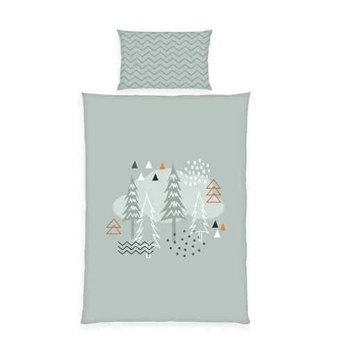 Babybest 2485410063 - Nordic Forest Bettwäsche-Set - Bettwäsche-Set aus 100% Baumwolle im Nordic Forest Design mit niedlichem Fuchs. Ideal für Babys und Kleinkinder, mit praktischem Reißverschluss und waschbar bis 60°C.