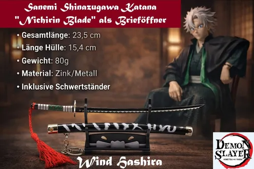 NEU Demon Slayer Katana Schwert als Brieföffner 23,5cm für Manga Anime Sammler