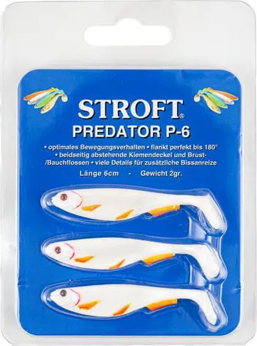Produktbild Stroft Predator P-6 Gummifisch 6cm 3 Stück White Fire Fin