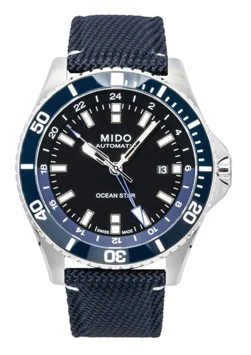 Mido Ocean Star Captain V GMT M026.629.17.051.00 - 44mm, Schwarz-Blau - Herrenuhren mit GMT-Funktion für präzise Zeitzoneneinstellungen und robustem Design, ideal für Abenteurer und Reisende.