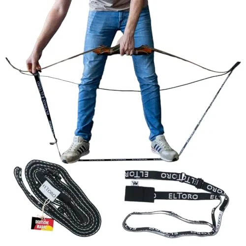 elTORO Spanngurt Bogen Spannschnur für Recurvebogen – robuster Nylon-Gurt 230 cm mit gummierter Auflagefläche, sichere Spannhilfe für Langbogen, Zubehör Bogenschießen