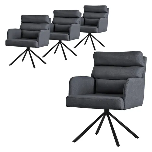 ML-DESIGN Polsterstuhl Set - Esszimmerstühle mit Rücken- & Armlehne - Stylisches Polsterstuhl Set (4 Stühle) für Esszimmer, Wohnzimmer oder Home-Office. Ergonomische Rücken- und Armlehnen, drehbar mit 180° Funktion und robustem Stahlgestell bis 120 kg.