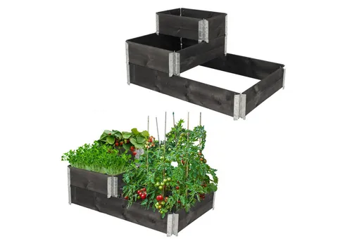 TRUTZHOLM Hochbeet Stufenbeet 3er Set - Modulares Hochbeet 114x75x60 cm aus Holz, stapelbar und ideal für flexible Gartenlösungen.
