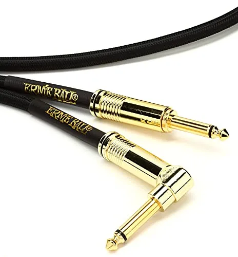Ernie Ball Instrumentenkabel geflochten, gerade/gewinkelt, 5,49 m, Schwarz